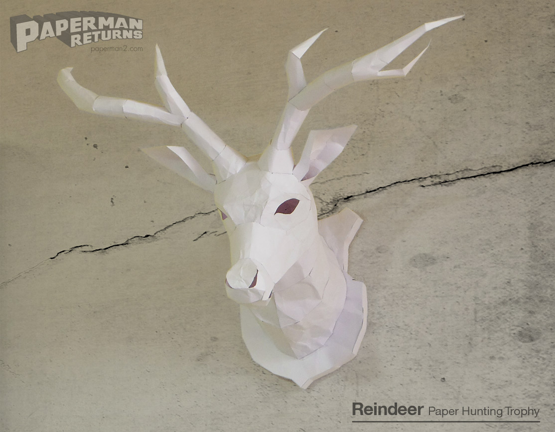 トナカイ 鹿 のハンティングトロフィーのペーパークラフトを制作しました ペーパークラフト制作blog Paperman Returns
